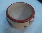 Pueblo Native American Pottery Bowl, Hand Painted and signed.