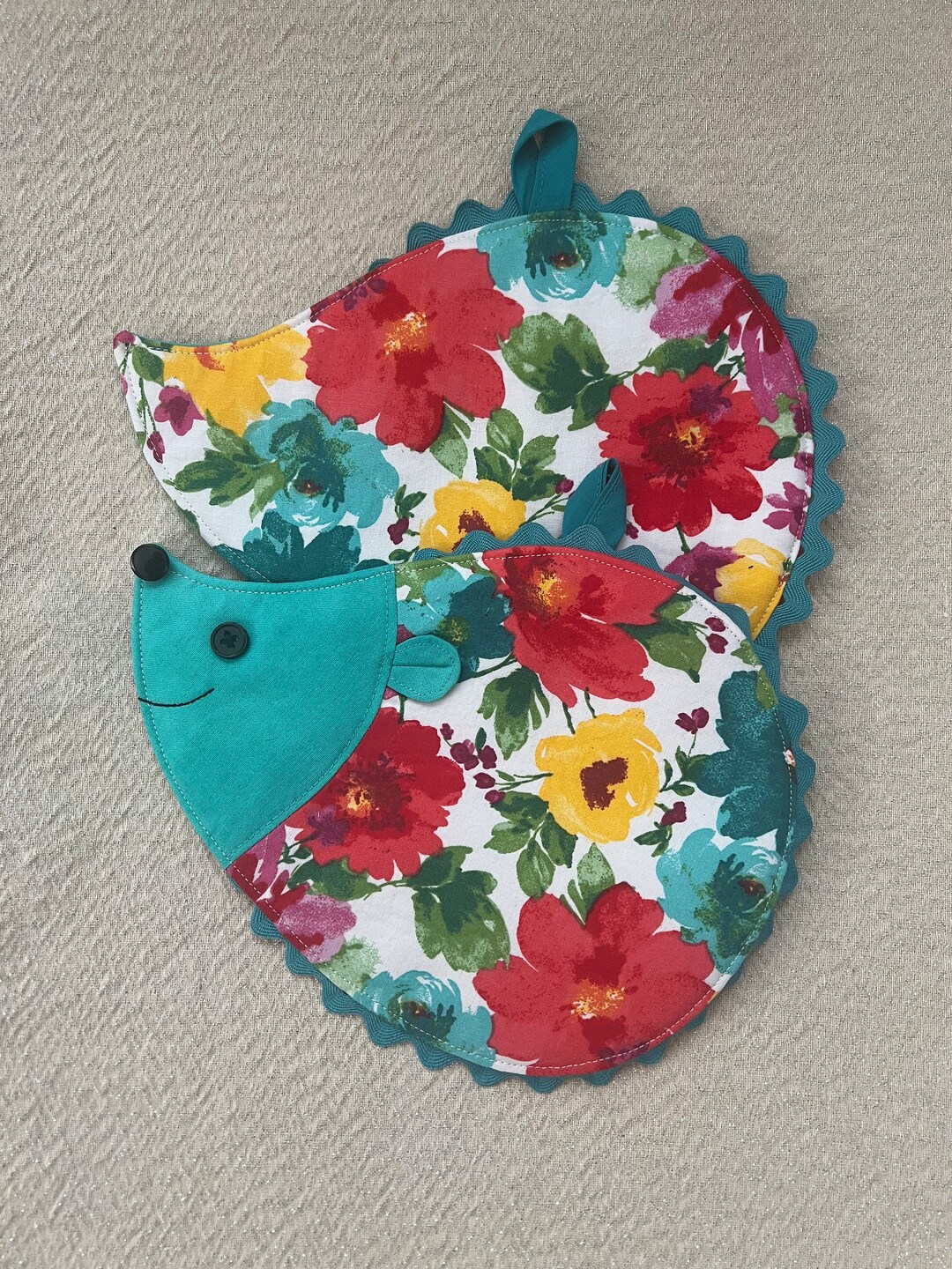 Hedgehog Potholders,bright Floral Hot Pads, Summer Oven Mitts, Pot