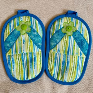 Flip Flop Pot Holders,Pocket Potholders, Beach Kitchen, Summer Potholders, Oven Mitts, Hot Pads ,Gift under 30, Bridal Shower,Beach Lover