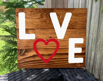 Hand Painted Reclaimed Wood Love Heart Valentine's Day Painting Wood Sign