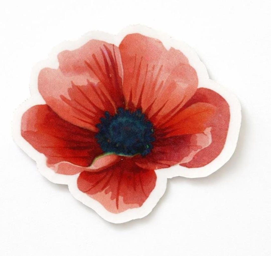 Vinyl Sticker | Poppy Flower Sticker | Water Bottle Stickers ...