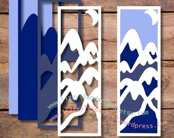 Multi-layer Snowy Mountain Paper Bookmark | PNG SVG PDF Digital Download for digital die-cutting machine