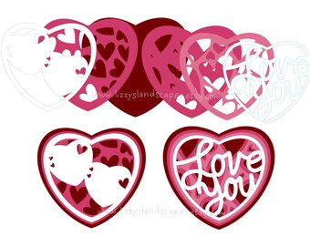 Multi-layer "Love You" Paper Card | PNG SVG PDF Digital Download for digital die-cutting machine