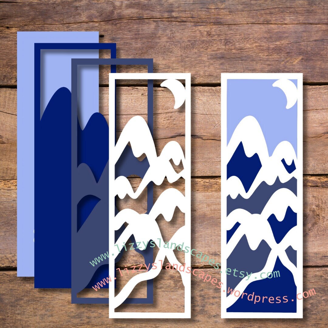 Multi-layer Snowy Mountain Paper Bookmark | PNG SVG PDF Digital ...