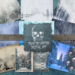 Dead of Winter Journal Kit, Digital Download, Gothic Snow Winter, Creepy Christmas, Printable Pages, Horror Digital Paper, Background Page
