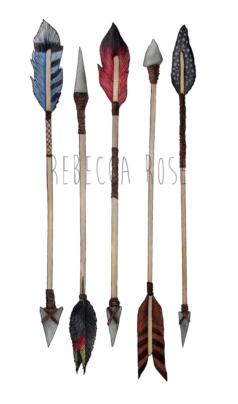 Watercolor Arrow Print Fine Art Print Nature Wall Art Navy Etsy