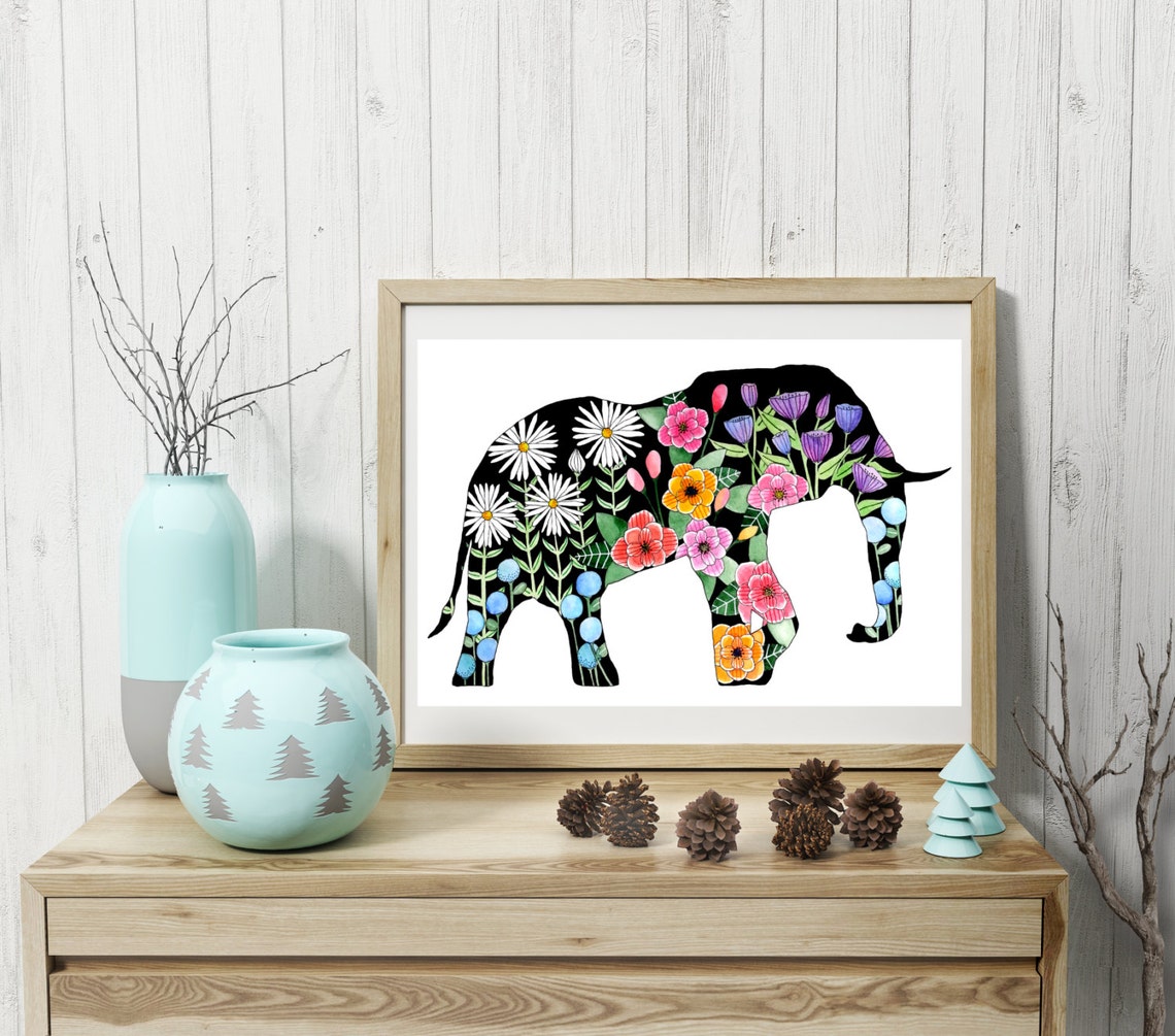 Watercolor Elephant Print Fine Art Print Nature Wall Art Etsy