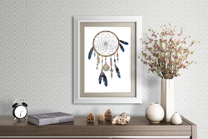 Dream Catcher Print Rustic Wall Decor Native American Wall