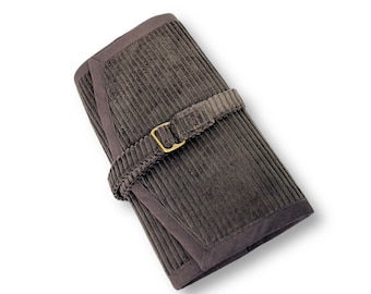 Knitting needle bag wide cord dark brown