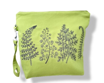 Project bag canvas, green, embroidery fern