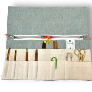 Knitting needle bag canvas mint mottled image 3