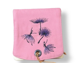 Knitting needle bag for needlepoint, canvas old pink, ballerina