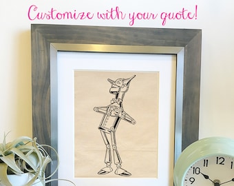 10th Tin Anniversary | The Wizard of Oz Illustration | Tin Man | Library Literary Quote | Nursery Cotton Print | Frame not included