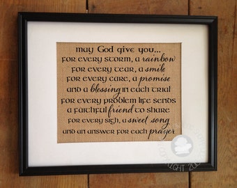 Irish Blessing, May God Give You | Burlap Print | St Patrick's Day | Housewarming Wedding Bridal Shower Gift | Frame not included