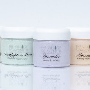 Foaming Sugar Scrub Samples, Try me First Selection, Whipped Sugar Scrub, Foaming Body scrub, exfoliating scrub, Body Frosting