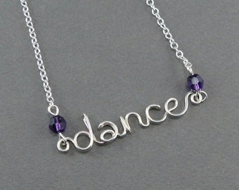 Sterling Silver DANCE Necklace Sterling Silver Name Bar Necklace Personalized Necklace for dancers Custom Necklace