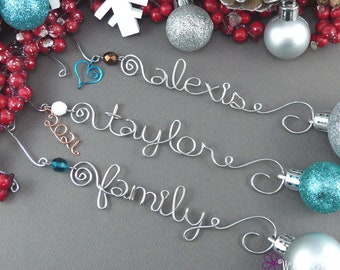 Wire Name Ornament Hook - Personalized Christmas Ornaments - 2023 Christmas Ornament - Custom Ornament Hanger