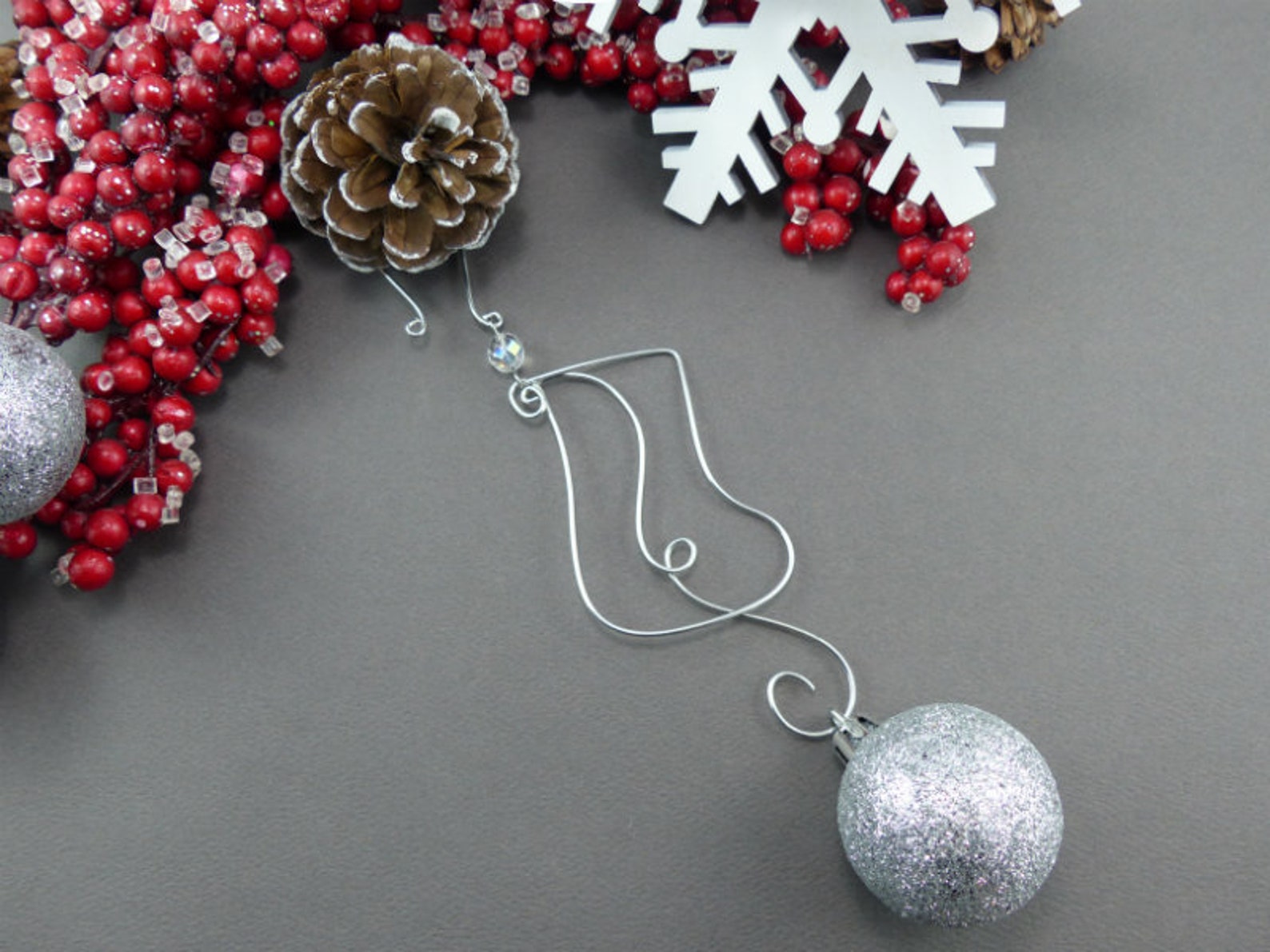 FIVE Beaded Christmas Ornament Hooks Wire Ornament Hangers Etsy