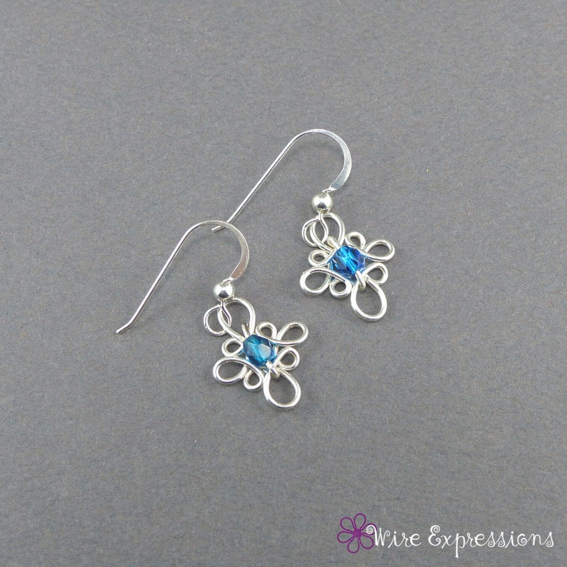 Wire Work Flower Earring Anna's Loop Celtic Earrings Sterling Silver with bead Wire Work Classic Earring Small Dangle Earrings image 2