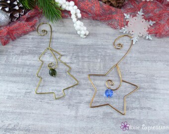 INSTOCK SALE! Brass Christmas Tree Ornament - Wire Star Ornament Hooks - Handmade Christmas Tree Decoration Hanger - Christmas Tree