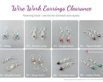 INSTOCK SALE Small Dangle Earrings - Sterling Silver Wire Earring - Flower Earring - Swirl Earring - Handmade Silver Earrings