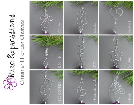 FIVE Beaded Christmas Ornament Hooks Wire Ornament Hangers With
