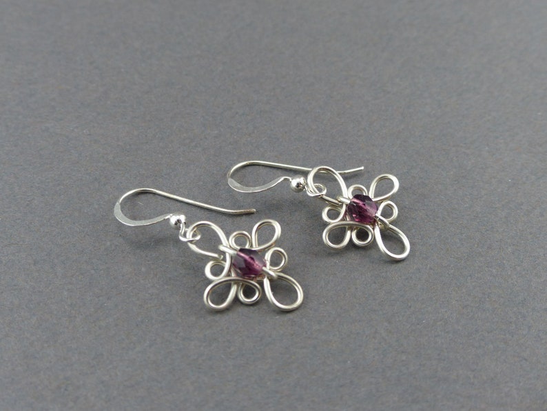 Wire Work Flower Earring Anna's Loop Celtic Earrings Sterling Silver with bead Wire Work Classic Earring Small Dangle Earrings image 6