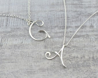 Personalized Initial Pendant - Sterling Silver Initial Necklace - Handmade Wire Initials - Birthday Gift - Graduation Gift