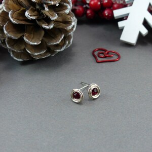 Premium Crystal Birthstone & Sterling Silver Post Earrings Small Birthday Stud Earrings January - Garnet