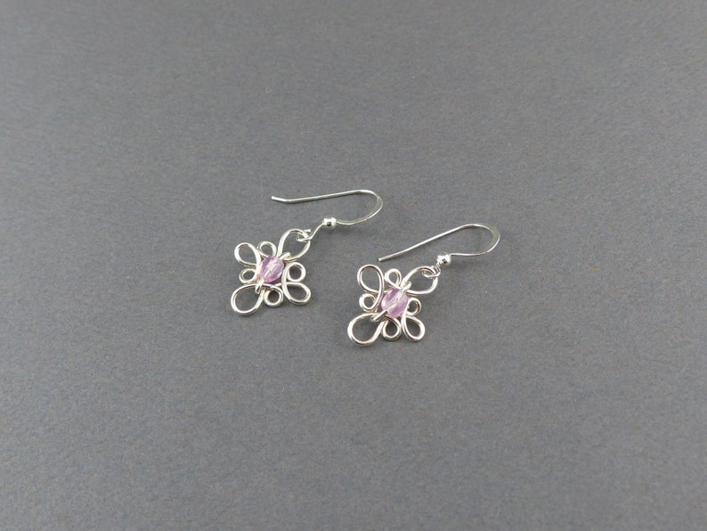 Wire Work Flower Earring Anna's Loop Celtic Earrings Sterling Silver with bead Wire Work Classic Earring Small Dangle Earrings image 8