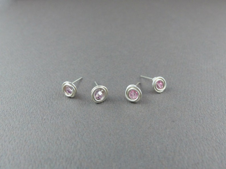 Premium Crystal Birthstone & Sterling Silver Post Earrings Small Birthday Stud Earrings image 3