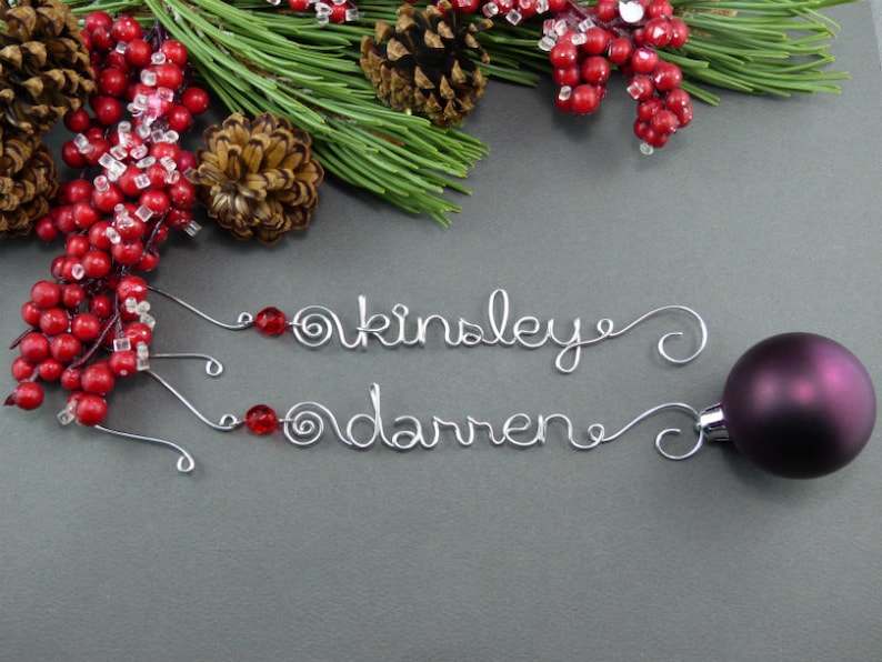 Personalized Ornaments Wire Name Christmas Ornament Hangers Etsy