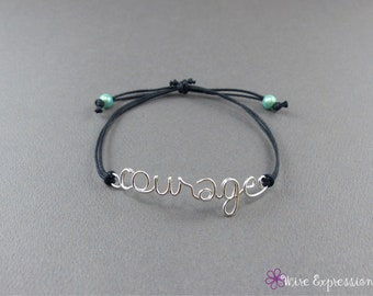 Inspirational Word bracelet - courage love dream Bracelet - Wire Word Expression Bracelet - Adjustable Bracelet