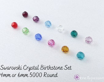 Swarovski Crystal Round ART 5000 Birthstone Beads 4mm & 6mm Set of 12 or 24 | Austrian Crystals