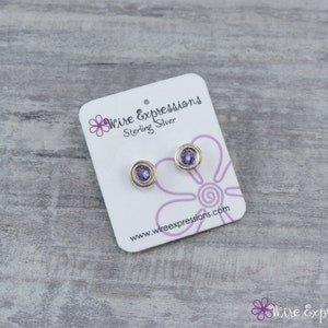 Premium Crystal Birthstone & Sterling Silver Post Earrings Small Birthday Stud Earrings Tanzanite