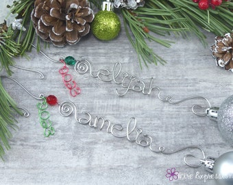 Personalized Name Ornament - Personalized Christmas Ornaments - Family Ornament Hook - Custom Ornament Hanger