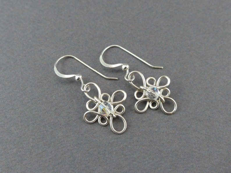 Wire Work Flower Earring Anna's Loop Celtic Earrings Sterling Silver with bead Wire Work Classic Earring Small Dangle Earrings image 5