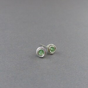 Premium Crystal Birthstone & Sterling Silver Post Earrings Small Birthday Stud Earrings August - Peridot