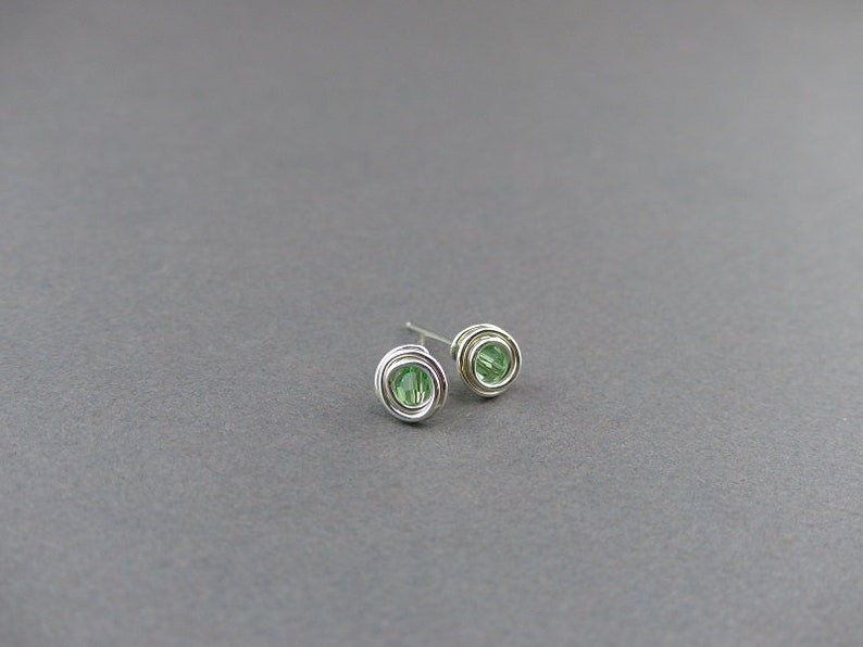 Premium Crystal Birthstone & Sterling Silver Post Earrings Small Birthday Stud Earrings image 4