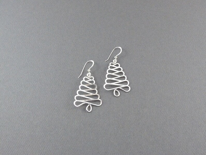 Christmas Tree Earrings Sterling Silver Handmade Christmas image 4