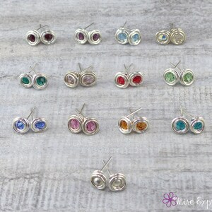 Premium Crystal Birthstone & Sterling Silver Post Earrings Small Birthday Stud Earrings afbeelding 7