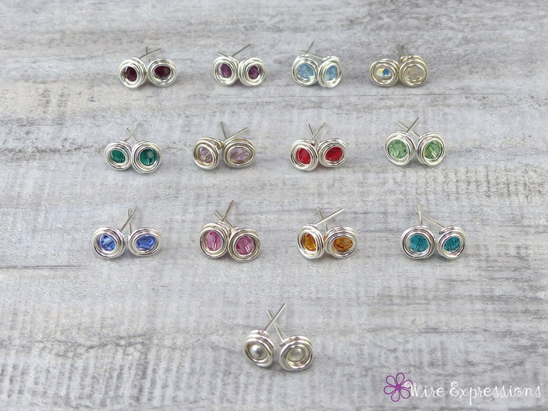 Premium Crystal Birthstone & Sterling Silver Post Earrings Small Birthday Stud Earrings image 7