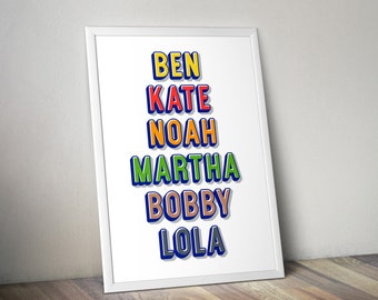 Personalised family typography Giclee print