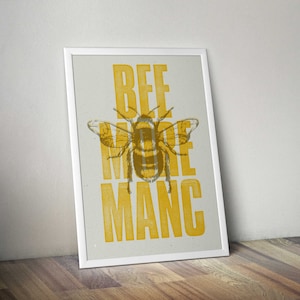 Bee More Manc Manchester Giclee print (Large bee)