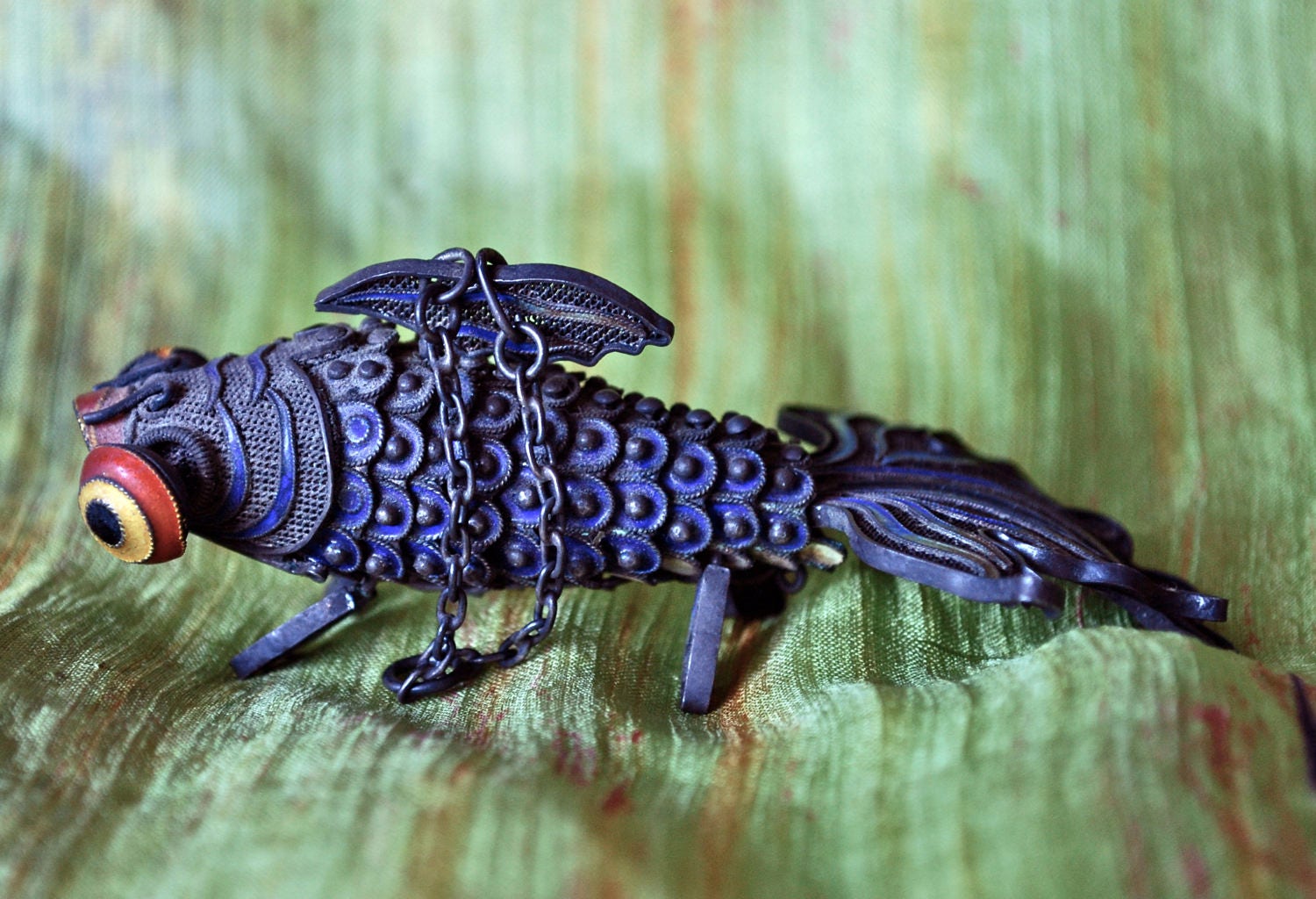 Silver Enamel Fish Pendant - Etsy