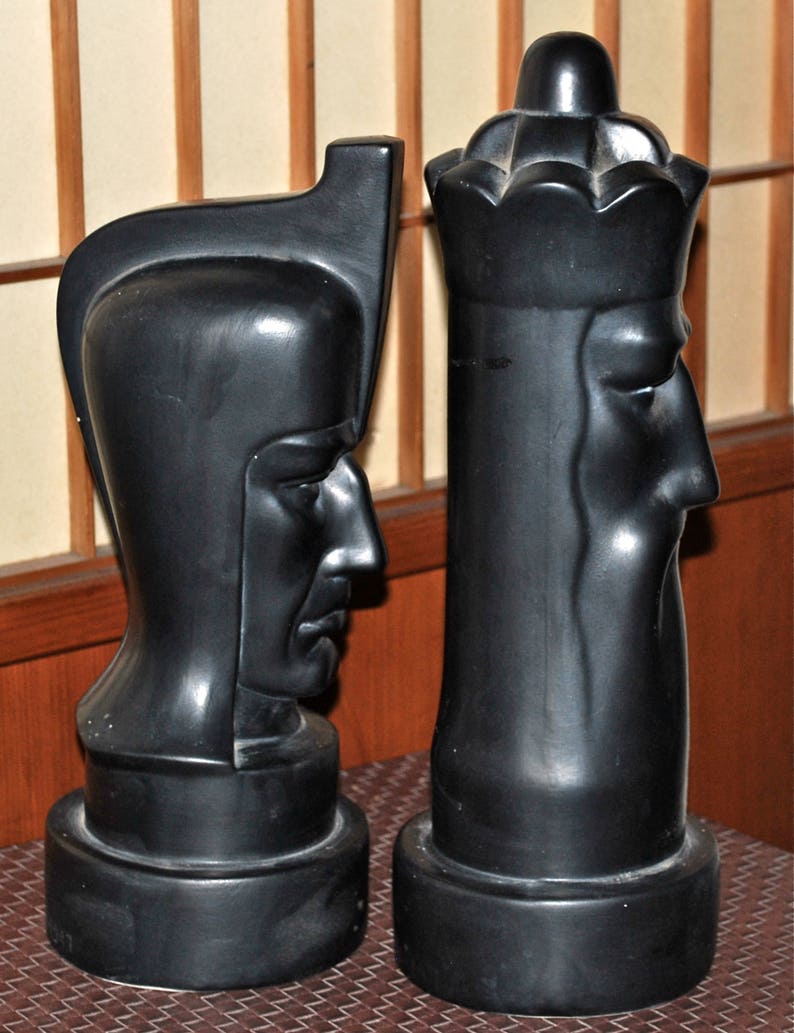 Bold and Beautiful 1947 Large Ceramic Chess Pieces By Peter | Etsy