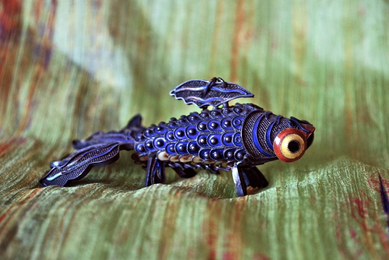 Silver Enamel Fish Pendant - Etsy