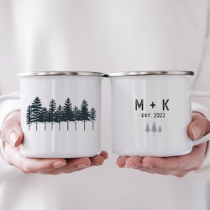 Tin gifts, Camping mug, 2022, tin cup, enamel mug, camping, outdoors, anniversary gift, wedding gift, mr and mrs, mug set, couples gift,