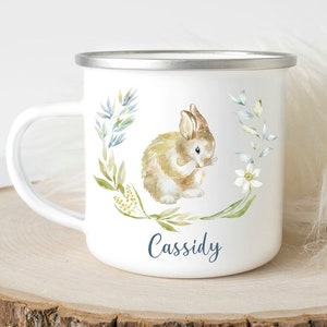 Kids Easter Bunny Enamel Mug: Personalized Easter Gift