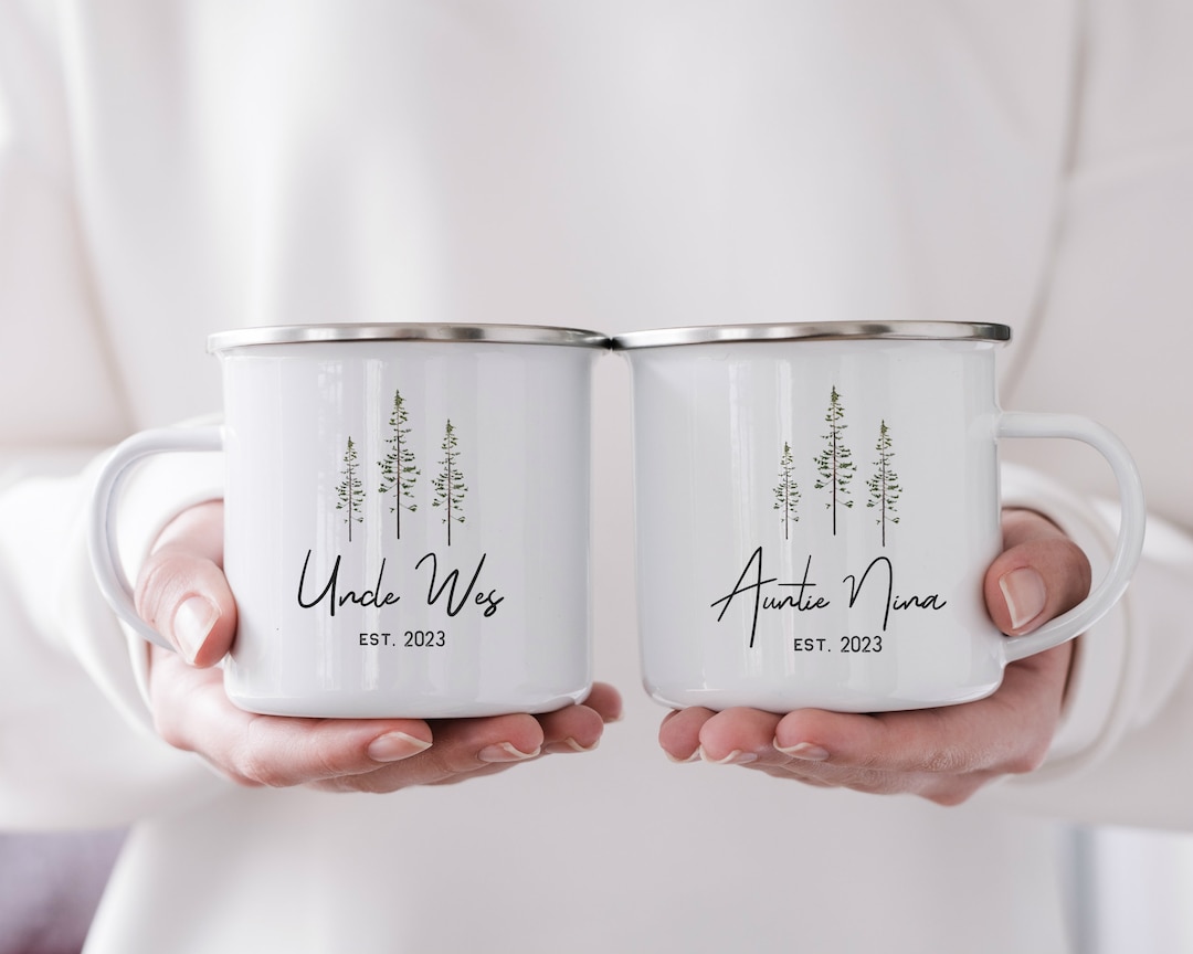 Aunt & Uncle Enamel Mug Set: Pregnancy Announcement Gift - Etsy